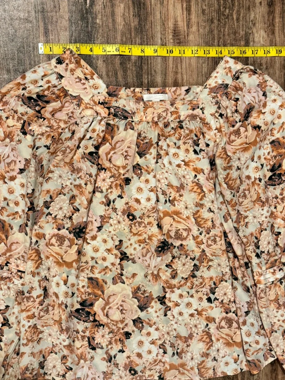 LC Lauren Conrad Peach Floral Square-Neck Blouse - Picture 5 of 10